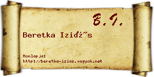 Beretka Iziás névjegykártya